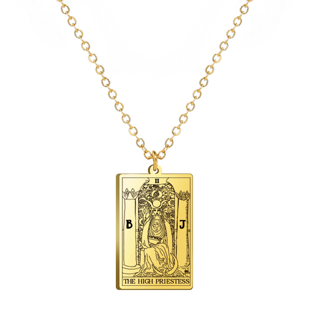 Engraved Tarot Card Necklace - Stainless Steel Major Arcana