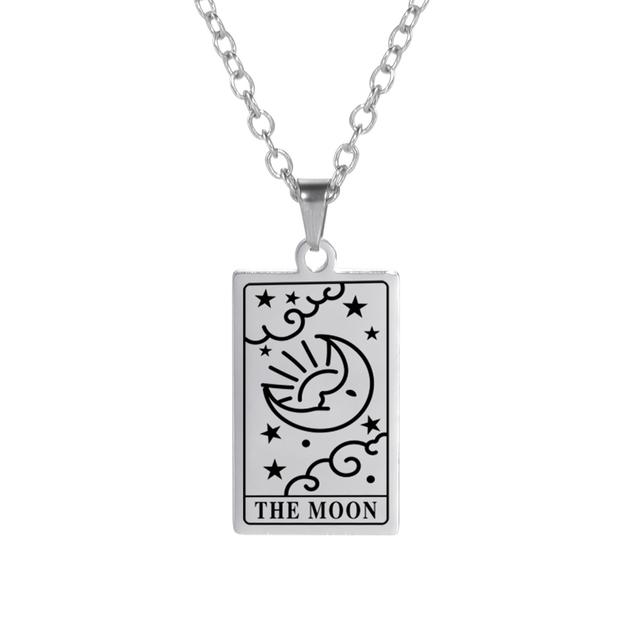 'The Moon' Tarot Card Engraved Necklace | Silver, Gold, Rose Gold