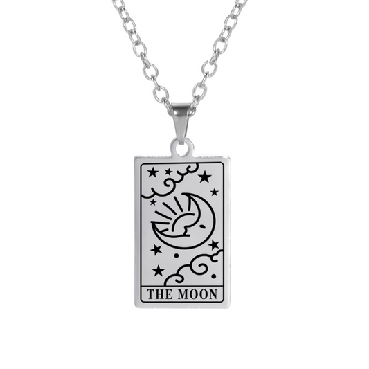 'The Moon' Tarot Card Engraved Necklace | Silver, Gold, Rose Gold