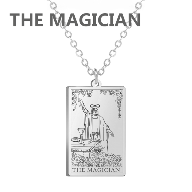 Engraved Tarot Card Necklace - Stainless Steel Major Arcana