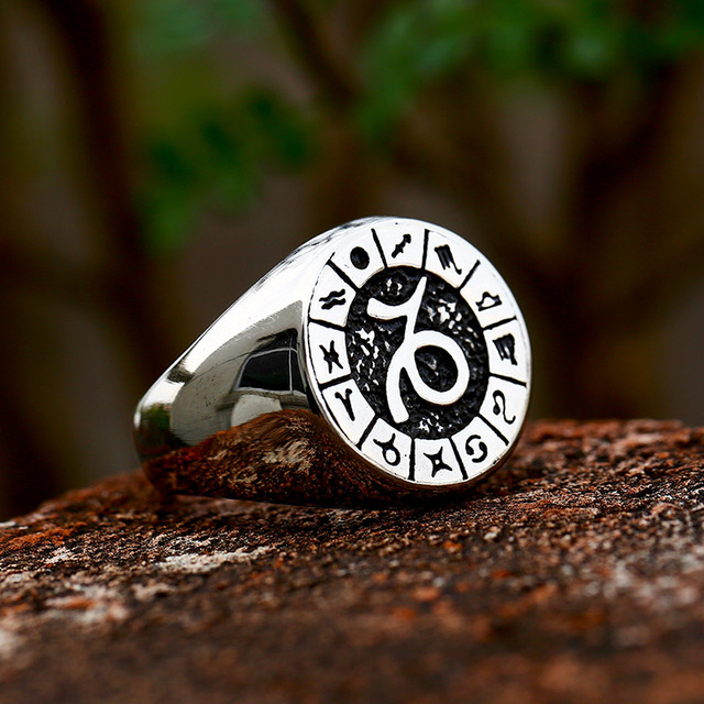 316L Stainless Steel Zodiac Ring