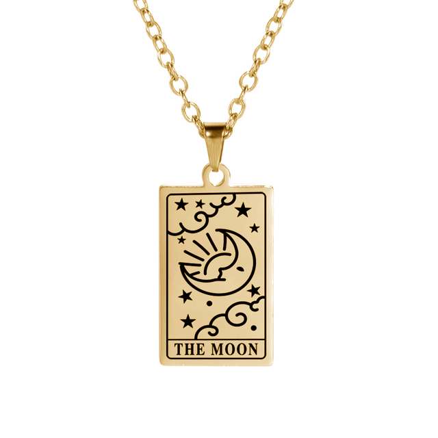 'The Moon' Tarot Card Engraved Necklace | Silver, Gold, Rose Gold