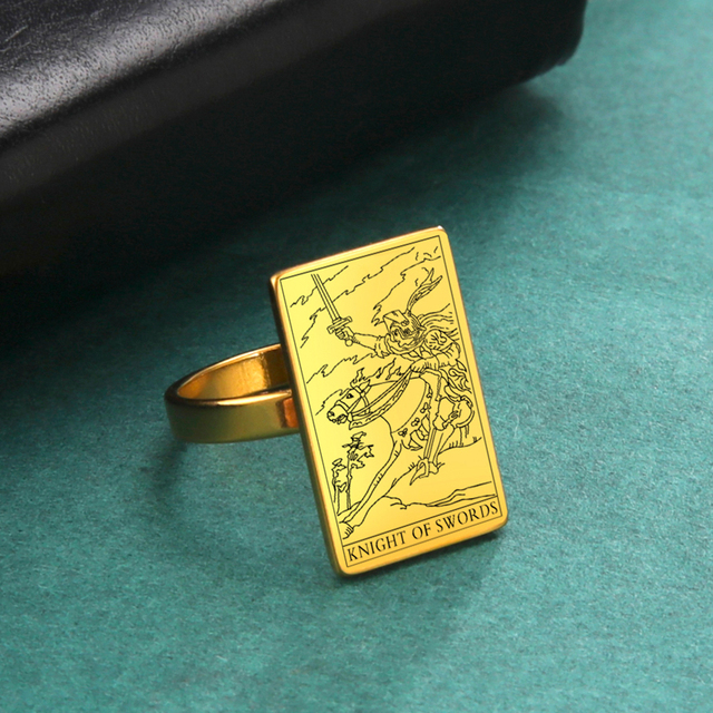 Engraved Tarot Card Ring - Stainless Steel Minor Arcana (Swords)