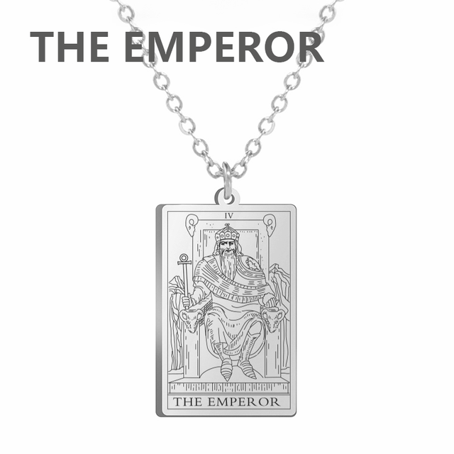 Engraved Tarot Card Necklace - Stainless Steel Major Arcana