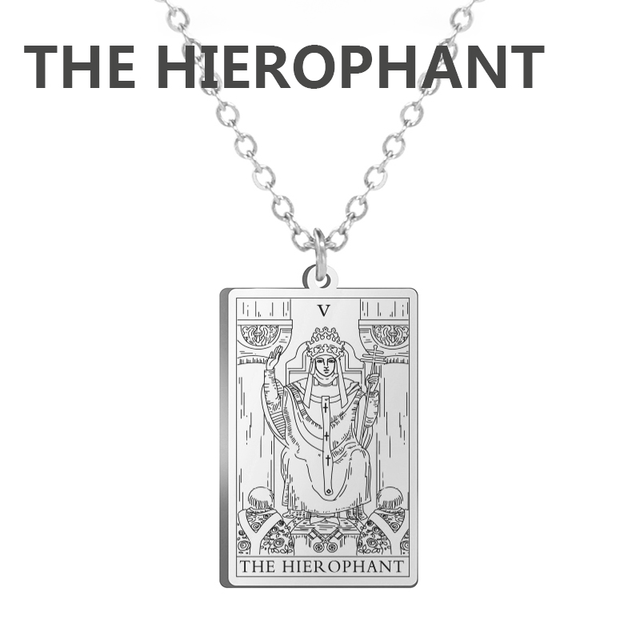 Engraved Tarot Card Necklace - Stainless Steel Major Arcana