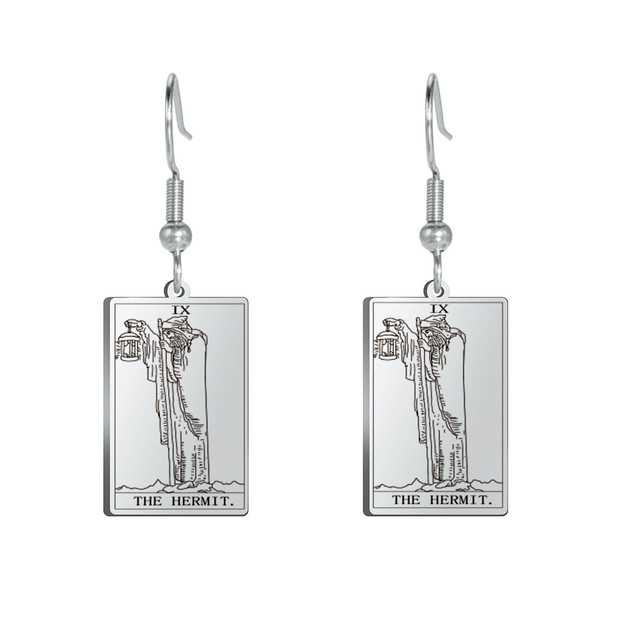Engraved Tarot Card Earrings - Stainless Steel Major Arcana