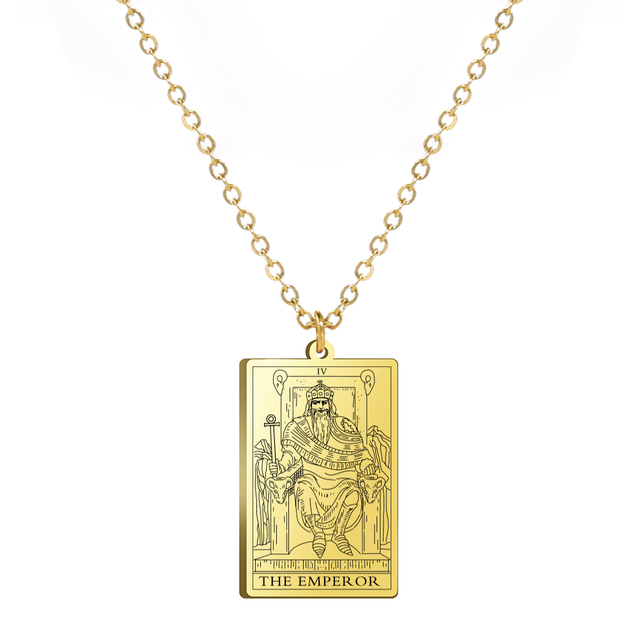 Engraved Tarot Card Necklace - Stainless Steel Major Arcana