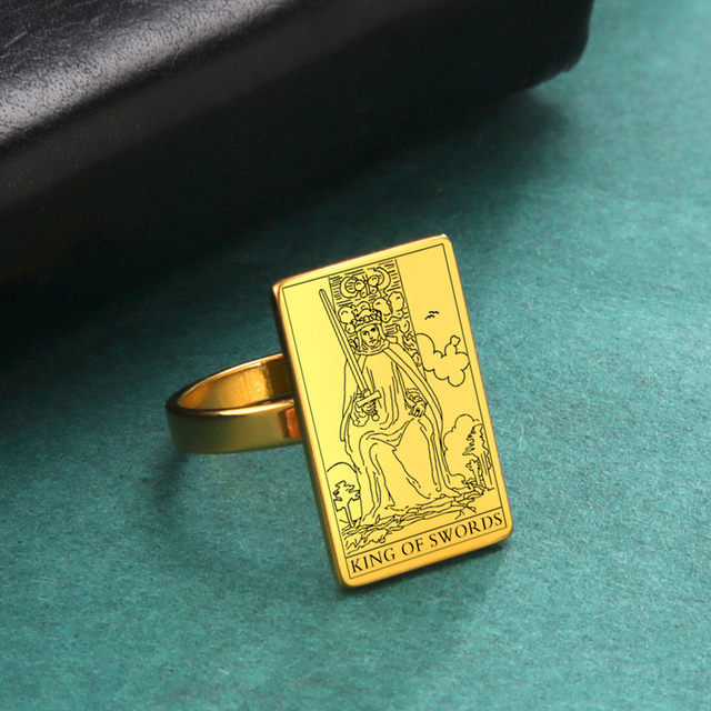 Engraved Tarot Card Ring - Stainless Steel Minor Arcana (Swords)