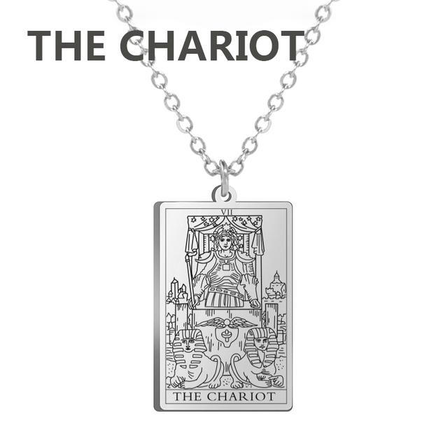Engraved Tarot Card Necklace - Stainless Steel Major Arcana