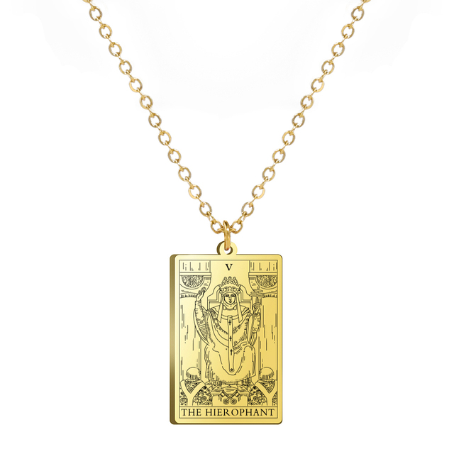 Engraved Tarot Card Necklace - Stainless Steel Major Arcana