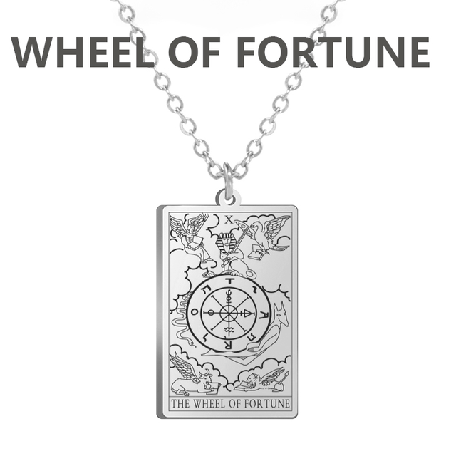 Engraved Tarot Card Necklace - Stainless Steel Major Arcana