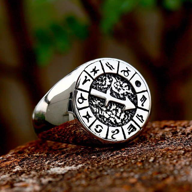 316L Stainless Steel Zodiac Ring