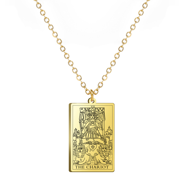 Engraved Tarot Card Necklace - Stainless Steel Major Arcana