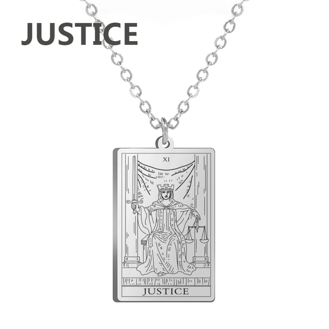 Engraved Tarot Card Necklace - Stainless Steel Major Arcana