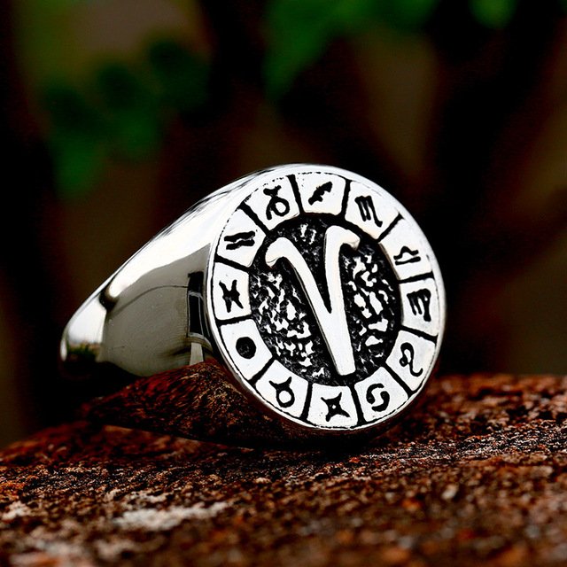 316L Stainless Steel Zodiac Ring