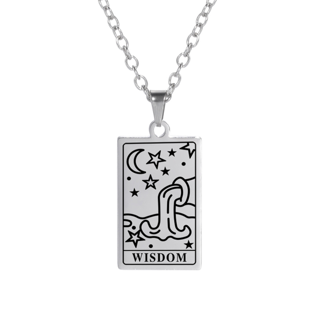 'Wisdom' Tarot Card Engraved Necklace | Silver, Gold, Rose Gold