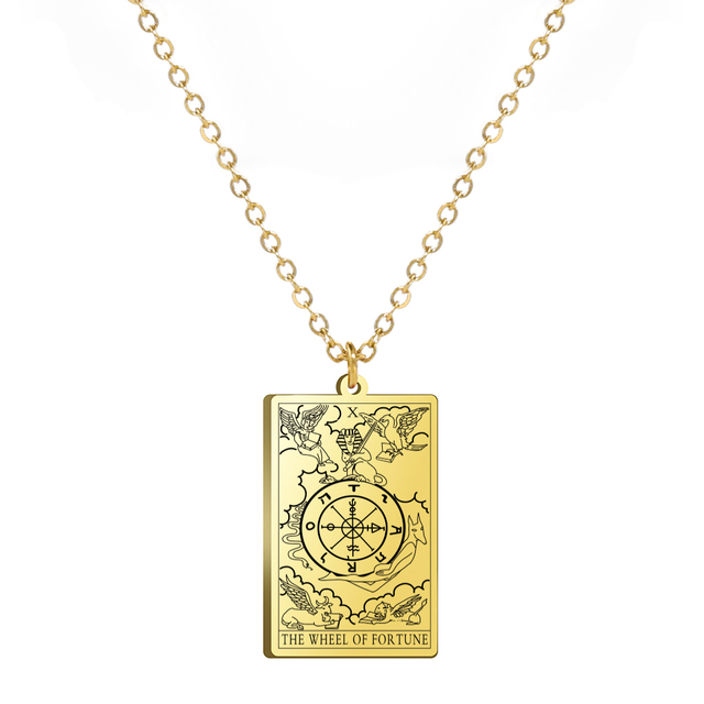 Engraved Tarot Card Necklace - Stainless Steel Major Arcana