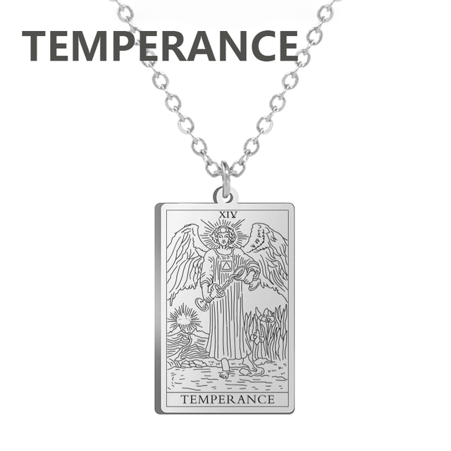 Engraved Tarot Card Necklace - Stainless Steel Major Arcana