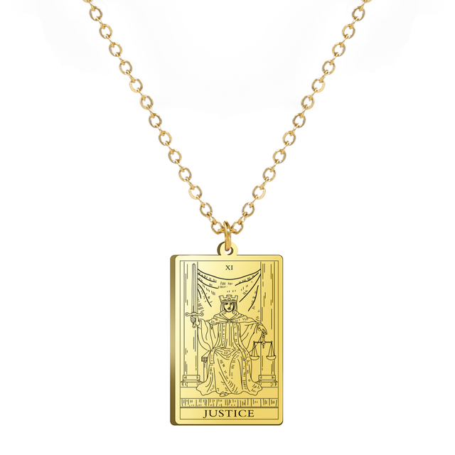 Engraved Tarot Card Necklace - Stainless Steel Major Arcana