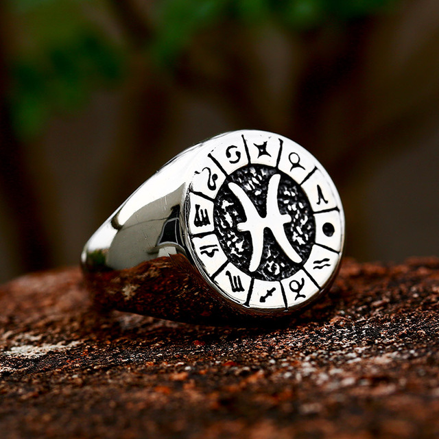 316L Stainless Steel Zodiac Ring