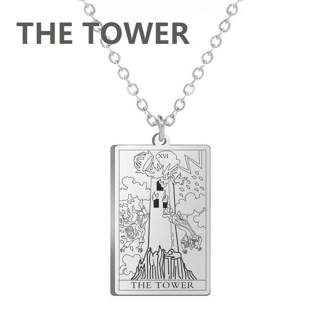 Engraved Tarot Card Necklace - Stainless Steel Major Arcana