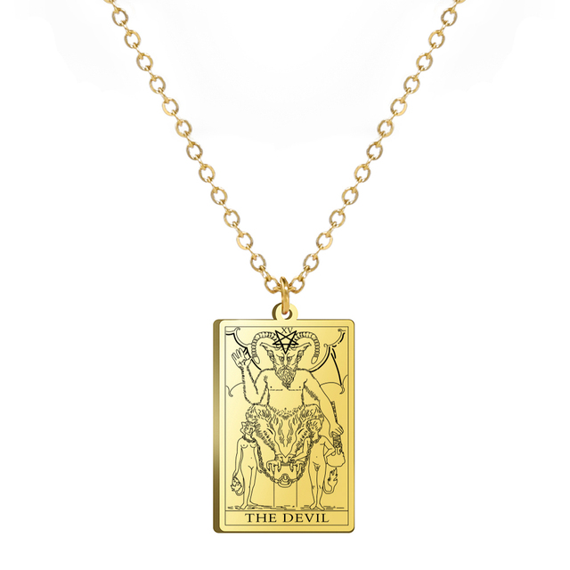 Engraved Tarot Card Necklace - Stainless Steel Major Arcana