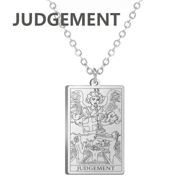 Engraved Tarot Card Necklace - Stainless Steel Major Arcana