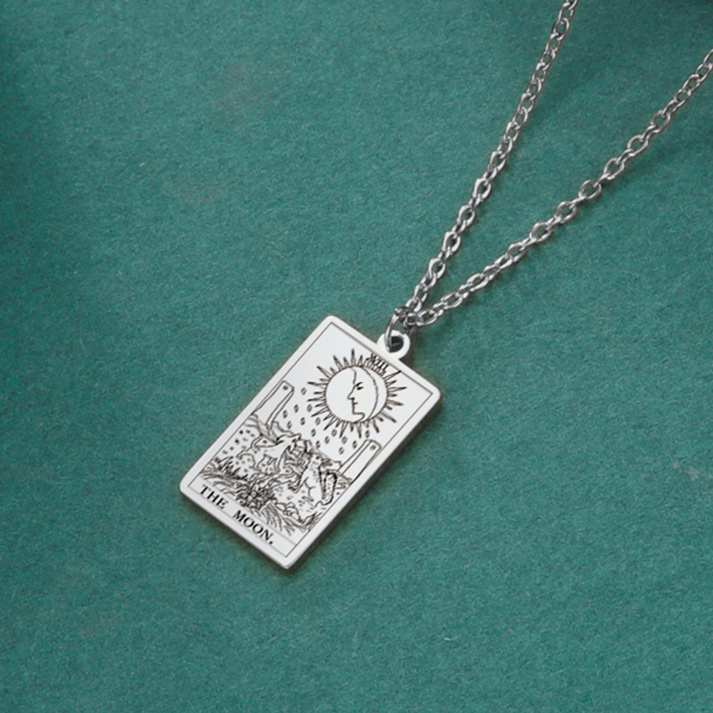 Engraved Tarot Card Necklace - Stainless Steel Major Arcana
