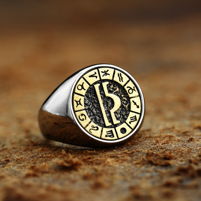 316L Stainless Steel Zodiac Ring