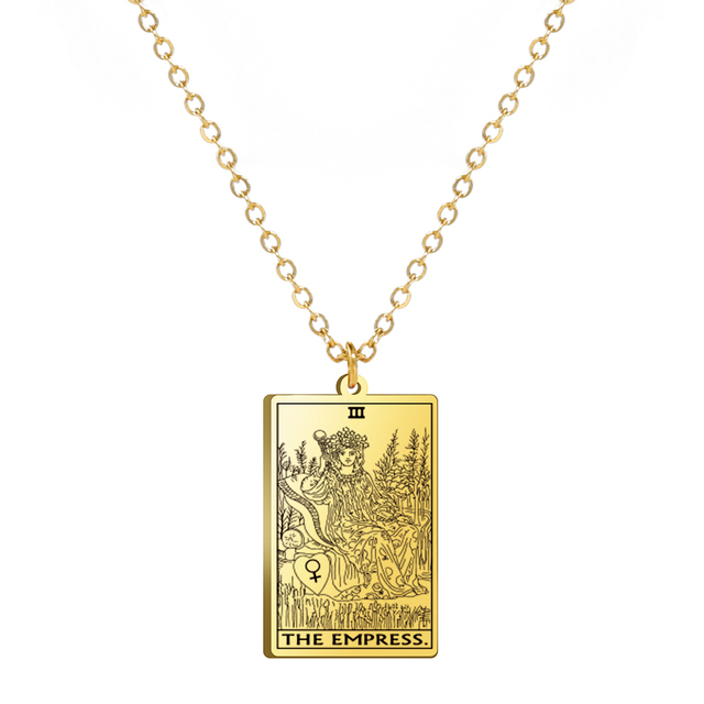 Engraved Tarot Card Necklace - Stainless Steel Major Arcana