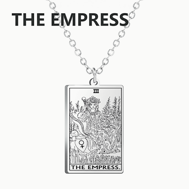 Engraved Tarot Card Necklace - Stainless Steel Major Arcana
