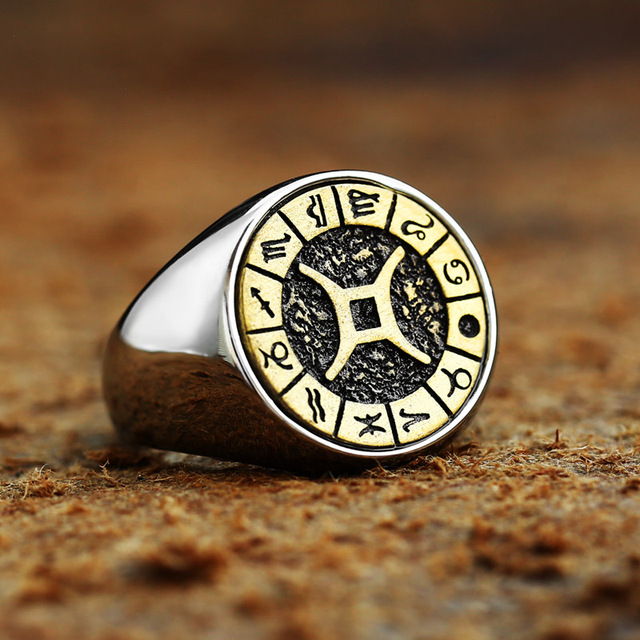 316L Stainless Steel Zodiac Ring