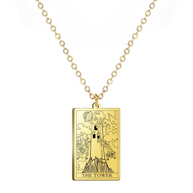 Engraved Tarot Card Necklace - Stainless Steel Major Arcana