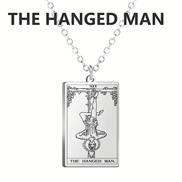 Engraved Tarot Card Necklace - Stainless Steel Major Arcana