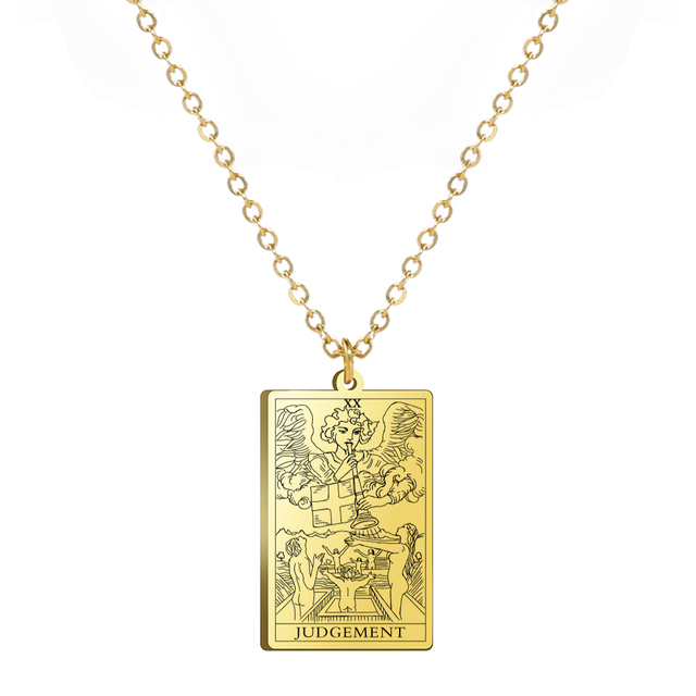 Engraved Tarot Card Necklace - Stainless Steel Major Arcana