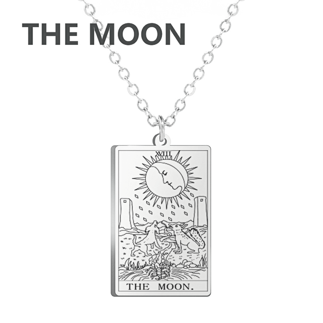 Engraved Tarot Card Necklace - Stainless Steel Major Arcana
