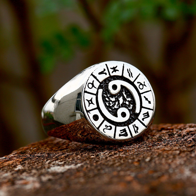 316L Stainless Steel Zodiac Ring