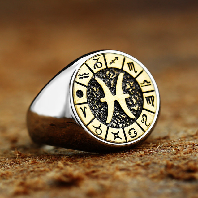 316L Stainless Steel Zodiac Ring