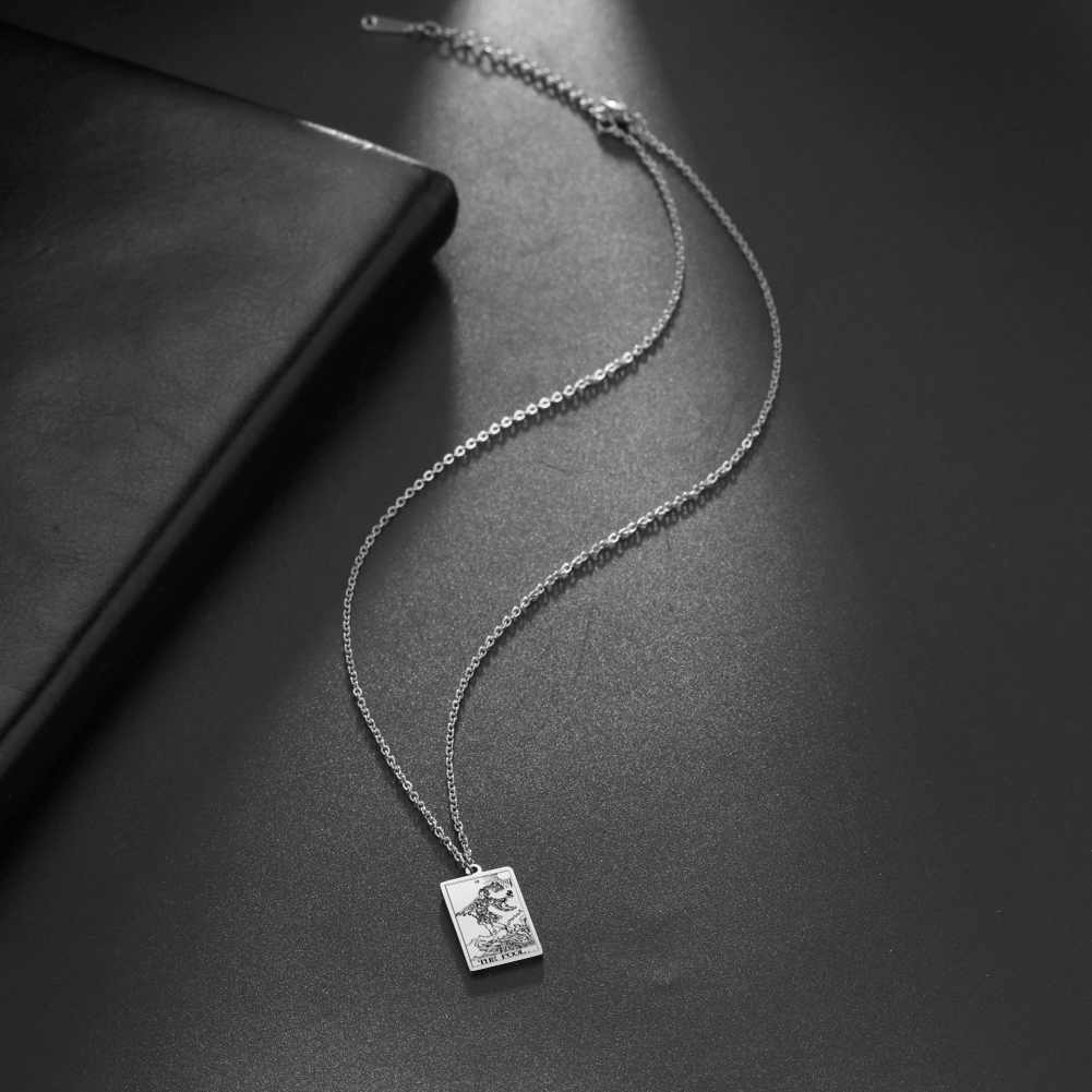 Engraved Tarot Card Necklace - Stainless Steel Major Arcana