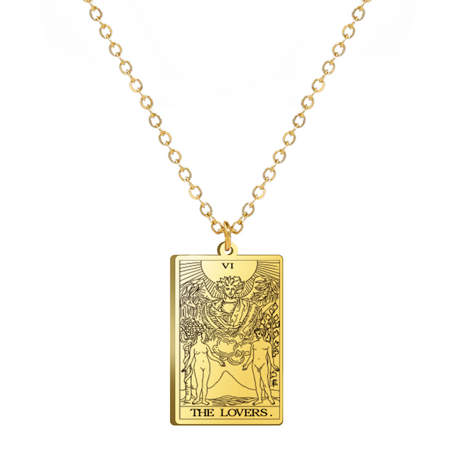 Engraved Tarot Card Necklace - Stainless Steel Major Arcana