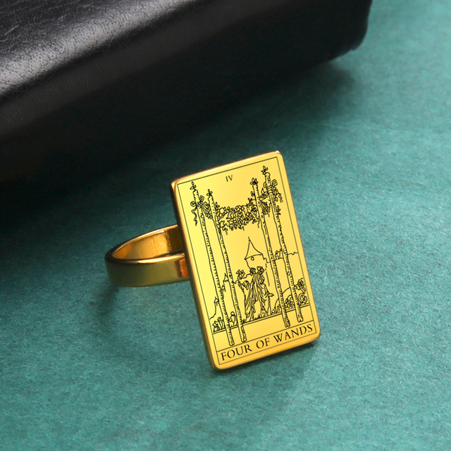 Engraved Tarot Card Ring - Stainless Steel Minor Arcana (Wands)