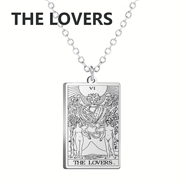 Engraved Tarot Card Necklace - Stainless Steel Major Arcana