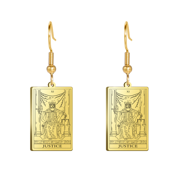 Engraved Tarot Card Earrings - Stainless Steel Major Arcana