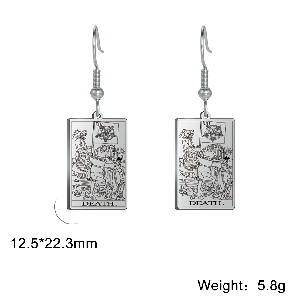 Engraved Tarot Card Earrings - Stainless Steel Major Arcana