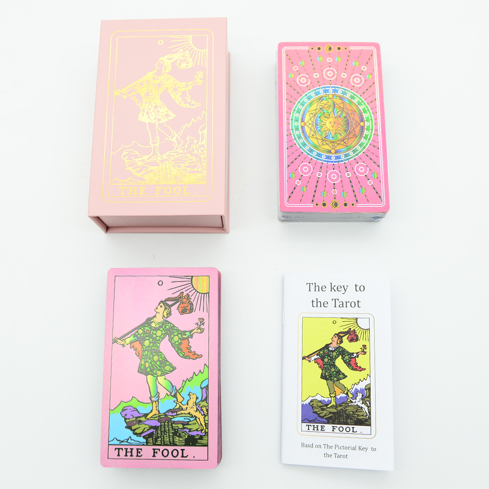 Pink Foiled Sun Luxury Tarot Card Deck | Classic Universal Rider-Waite-Smith
