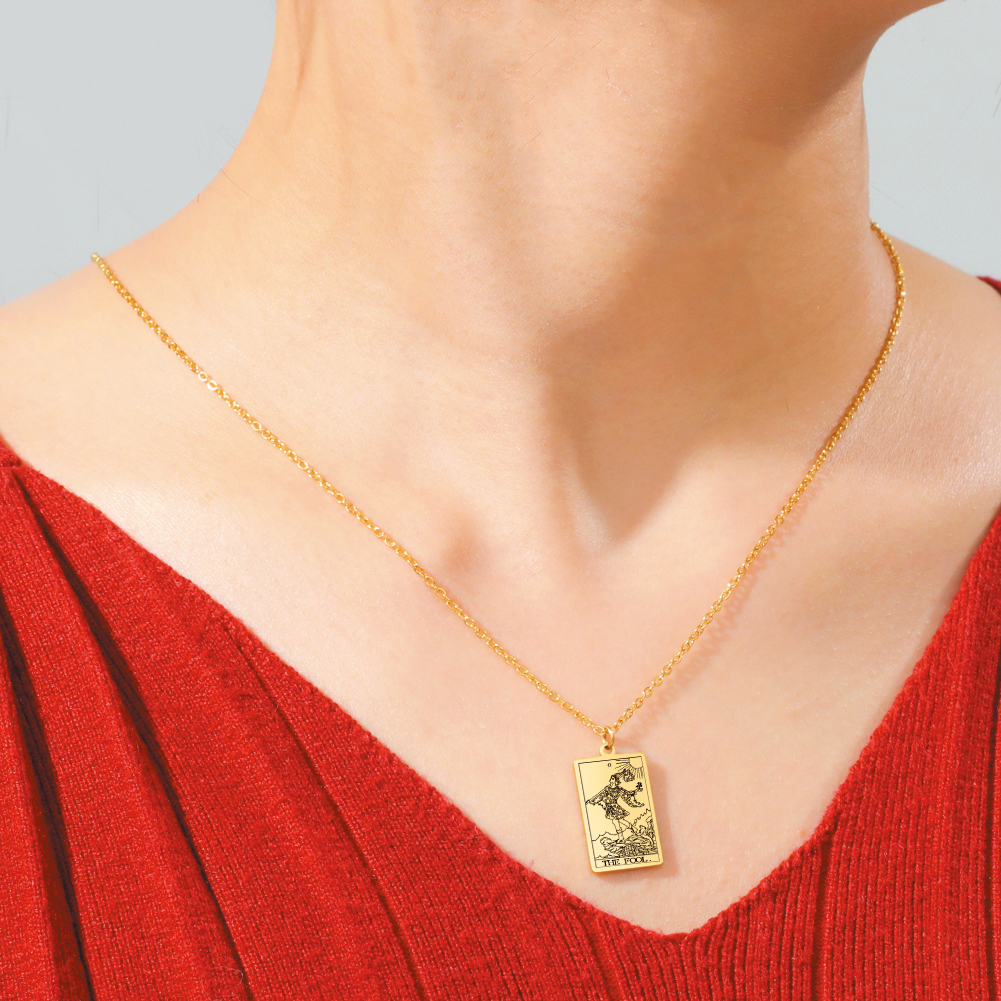 Engraved Tarot Card Necklace - Stainless Steel Major Arcana