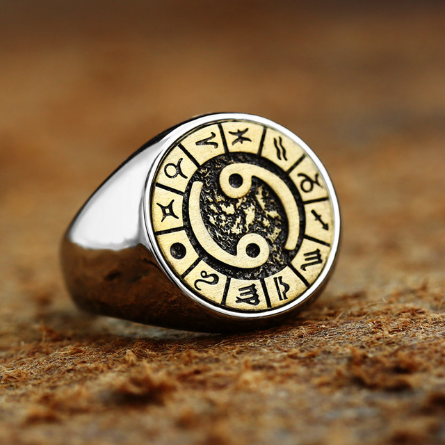 316L Stainless Steel Zodiac Ring