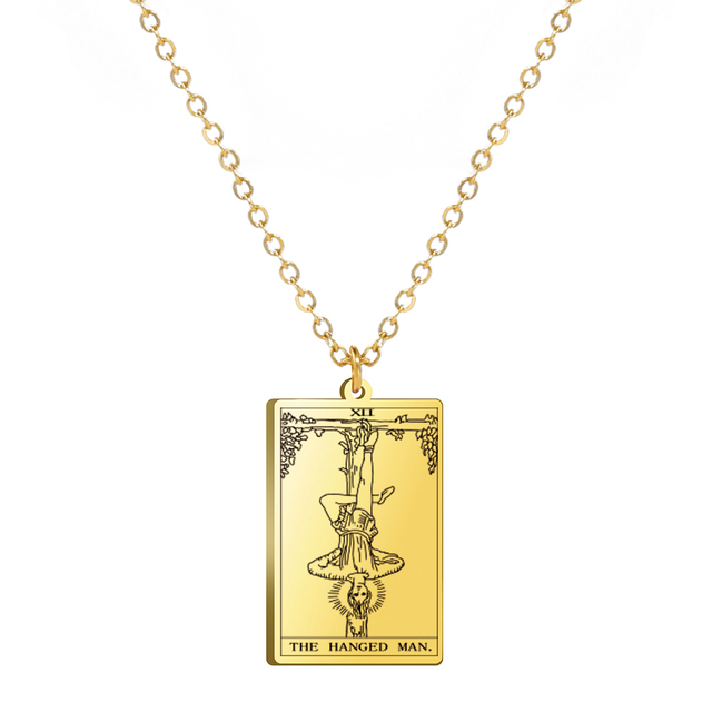 Engraved Tarot Card Necklace - Stainless Steel Major Arcana