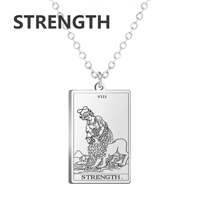 Engraved Tarot Card Necklace - Stainless Steel Major Arcana