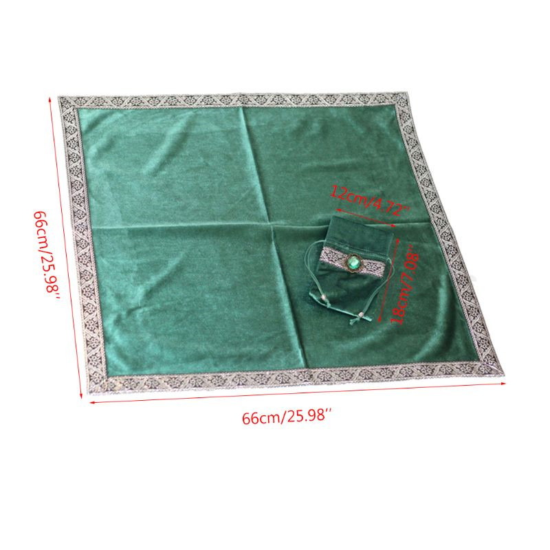 Velvet Emerald Divination Mat with Storage Pouch